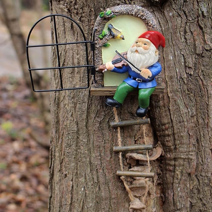 Funny Garden Gnome Statues, Creative Resin Dwarf Sculptures, Outdoor Yard Decor, Gnomes Tree Faces for Lawn, Patio, Porch, Miniature Fairy Garden Accessories, Novelty Gift for Indoor/Outdoor Use