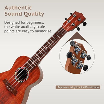 Raimy Kids Guitar Ukulele - 21in Ukulele Guitar Toys for Kids Ages 3 4 5 6 7+ Year Old Boys Girls Simulated Sound Quality Music Instruments Learning Education (Brown)