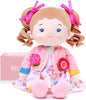 LeyaDoll Soft Bady Educational Soft Baby Doll(16''), Learning Sensory Doll for Toddlers, Montessori Toys for 2-Year-Old Girls Christmas, Birthday Gifts, Plush Doll with Button-Busy Cupcake-Girl