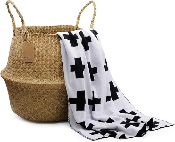 Large Woven Seagrass Belly Basket for Plant, Grocery, Picnic, 12" Diameter x 14" Height