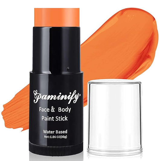Orange Face Paint Stick,Water-Based Orange Body Paint Stick,Washable Face Painting for Lion Tiger Fox Pumpkin Costume,Halloween Professional SFX Makeup Paint for Cosplay ,1.06 OZ