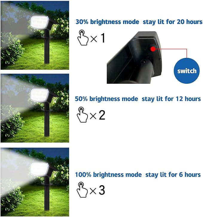 Outdoor Light Solar-Powered 3 Levels of Brightness，Waterproof IP65 can be Installed on Walls, Beside walkways, on lawns and Near Green Plants- 4 Pack (Warm)