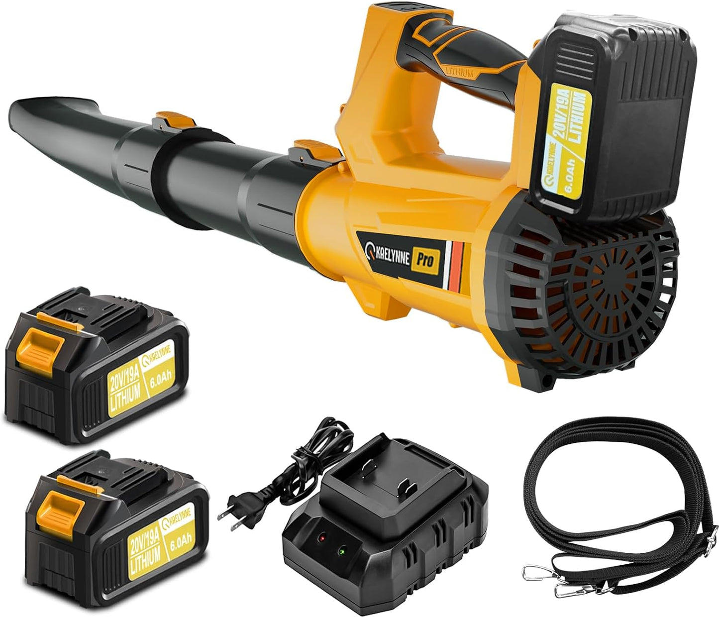 Leaf Blower Cordless, 20V Powerful Electric Leaf Blower with 2 Battery and Charger, 540 CFM/170 MPH Rechargeable Leaf Blowers, 6.0Ah Battery Powered Leaf Blowers for Lawn Care, 6 Speed Mode