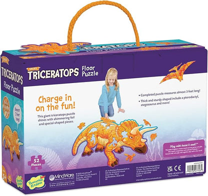 Peaceable Kingdom Giant Floor Puzzles with Uniquely Fun Shaped Pieces for Kids Ages 3+ Gifts for Boys and Girls - Triceratops