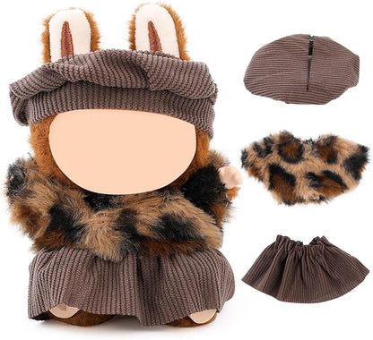 (2 Set) XMBYGY Doll Clothes for Labubu(for 17/15cm Standing/Sitting Doll)(NO Doll) - Accessories Clothes Dress up for Dolls Outfit Included Figures Clothing and Hat for Girl Woman (LB6+LB56)