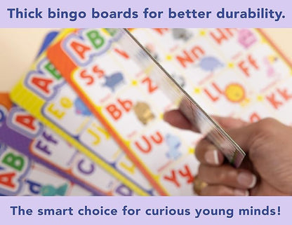 Party Hearty Alphabet and Number, ABC and 123 Bingo Board Game for Kindergarten and Preschool Kids Learn to Read Fun 2 Versions for Ages 4 and Up (Animal Edition)