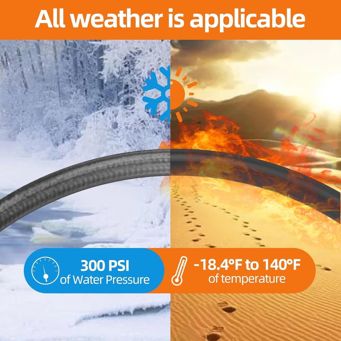 Garden Water Hose 25 ft x 3/4 in Heavy Duty, Flexible and Lightweight, Burst 600 psi, Kink-less Hybrid Rubber Pipe for Backyard, 3/4'' Brass Fittings, Black