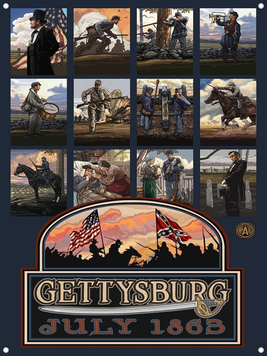 Gettysburg Civil War Collage Metal Art Print from Travel Artwork by Artist Paul A. Lanquist 8.5" x 11.5"