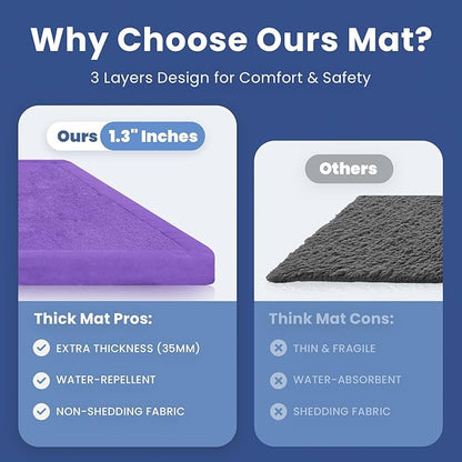 Baby Play Mat for Floor,1.3" Thick Memory foam Tummy Time Mat for Toddlers,Infants,kids,Water-Repellent Soft Nursery Rug,Extra Large Non Slip for Crawling&Yoga,Tatami Style for Living Room(Lavender)