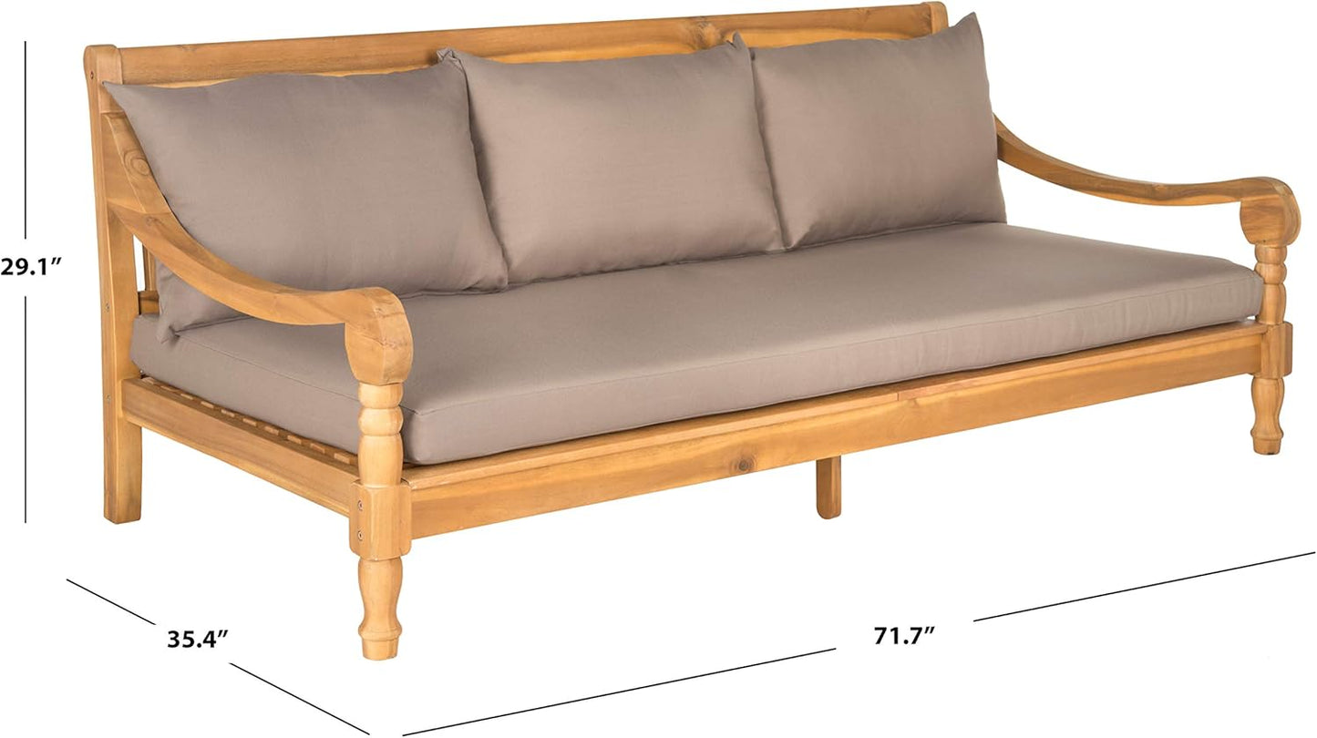 Safavieh Outdoor Collection Pasadena Brown /Taupe Acacia Wood Cushioned Daybed