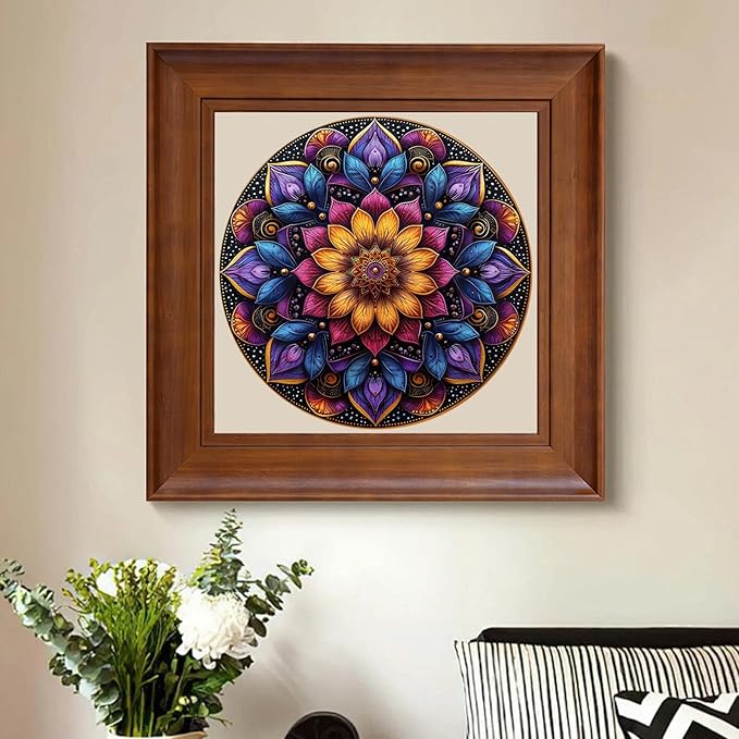 Jiroinlly Wooden Puzzles for Adults, Mandala Jigsaw Puzzles 200 Piece, Unique Shapes Family Reunion Puzzle, Exquisite Packaging, Best Gift for Adults and Kids, Family Game, 11.2x11.2 in