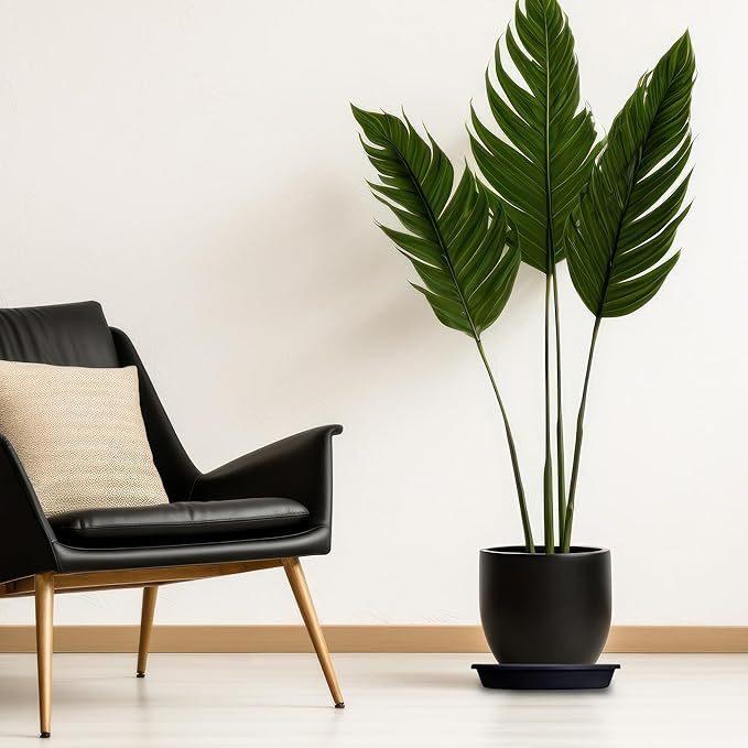 The HC Companies 21 Inch Round Plastic Classic Plant Saucer - Indoor Outdoor Plant Trays for Pots - 21"x21"x3.63" Black