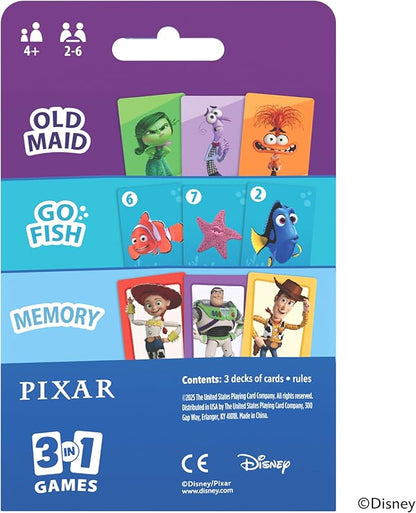 Bicycle Disney Games Bundle: 3 in 1 Mickey Card Games, 3 in 1 Pixar Card Games, and Disney Pixar Forks: Plays Like Spoons, Includes 7 Different Games