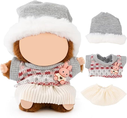 (2 Set) XMBYGY Doll Clothes for Labubu(for 17/15cm Standing/Sitting Doll)(NO Doll) - Accessories Clothes Dress up for Dolls Outfit Included Figures Clothing and Hat for Girl Woman (LB15+LB29)