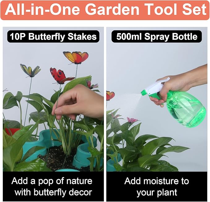 Vertical Planter, 7 Tier Stackable Strawberry Planter with Garden Tool Set, Movable Indoor/Outdoor Garden Herb Pot for Growing Vegetables and Succulents, Teal