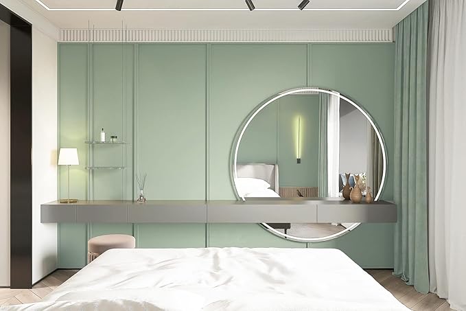 Dimoon 394''x17.7'' Green Peel and Stick Wallpaper Contact Paper Modern Self Adhesive Wall Paper Removable Renter Friendly Textured Solid Color Shelf Cabinet Vinyl Roll (394''x17.7'',Palegreen)