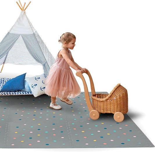 Soft Non-Toxic Baby Play Mat XXL, Toddler Playmat, Colorful Jigsaw Puzzle PlayMat, Tiles 24 x 24 Foam Floor Mats for Kids & Babies | EVA Foam Interlocking Tiles for Nursery, Playroom (Grey 9 PCS)