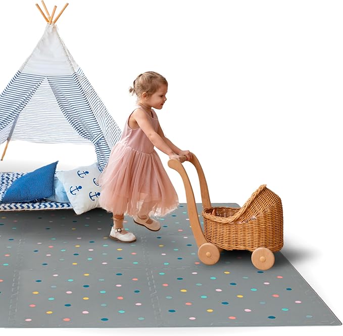 Soft Non-Toxic Baby Play Mat, Toddler Playmat, Colorful Jigsaw Puzzle PlayMat, Tiles 24 x 24 inch Foam Floor Mats for Kids & Babies | EVA Foam Interlocking Tiles for Nursery, Playroom (Grey 6 PCS)