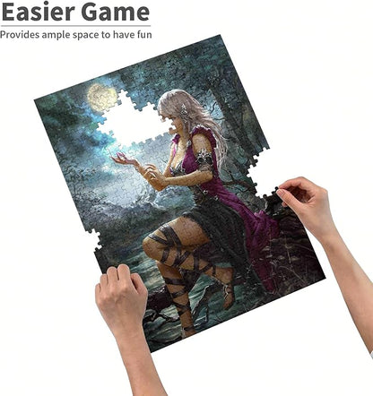 Challenge 1000 Pieces, Premium Quality Wooden Puzzles,Elves, Magical Girls.Brain Challenge Puzzle Game, Relaxation and Entertainment Activity Size: 29.5X19.7 in and 1:1 Original Picture Poster