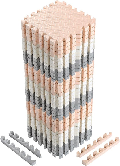 12x12x1 Inch EVA Thick Interlocking Foam Floor Tiles Puzzle Exercise Mat Play Foam Mats for Boys Girls Baby Pets Home Classroom Nursery Gym (Beige, Grey, White)