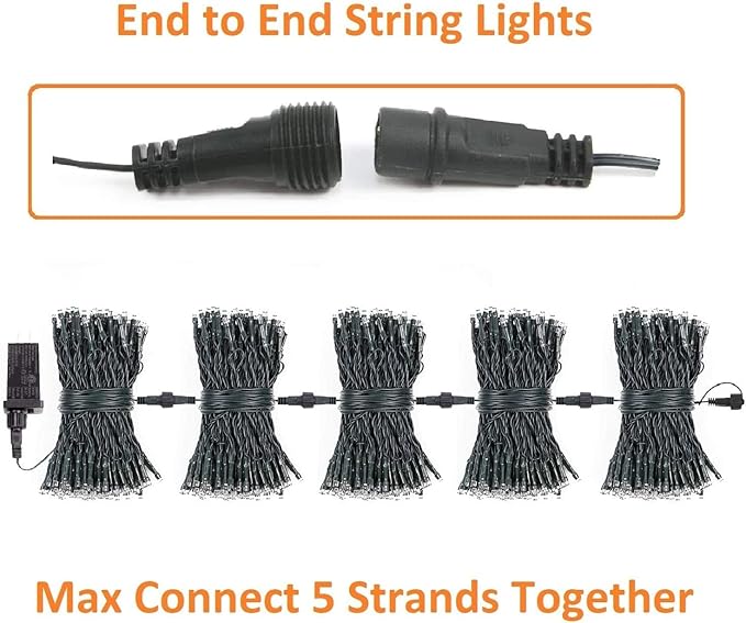 Purple and Orange Halloween Lights 2pack 164ft 400 Led Extendable Waterproof 8 Modes, Bright Indoor/Outdoor String Lights, Halloween Decorations for Party, Tree, Festivals, Patio, Garden Decor