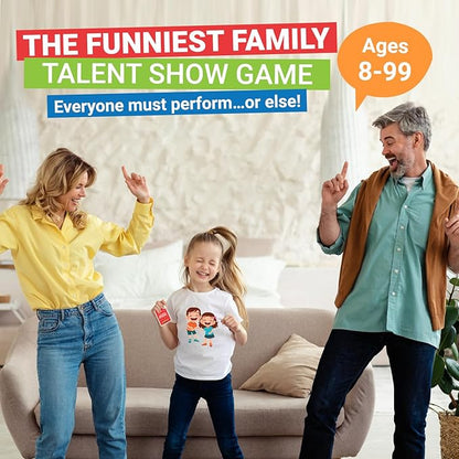 ThinkPsych Talent Jam - Hilarious Talent Show & Charades Game - Fun Family Games for Kids and Adults - Family Game Night for Teens