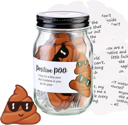 60 PCS Positive Poo Cards Jar, Emotional Support Jar, Poo Affirmation Cards, Inspirational Gifts for Women, Cheer Up Gifts, Funny Positive Gift for Women, Teen Girl