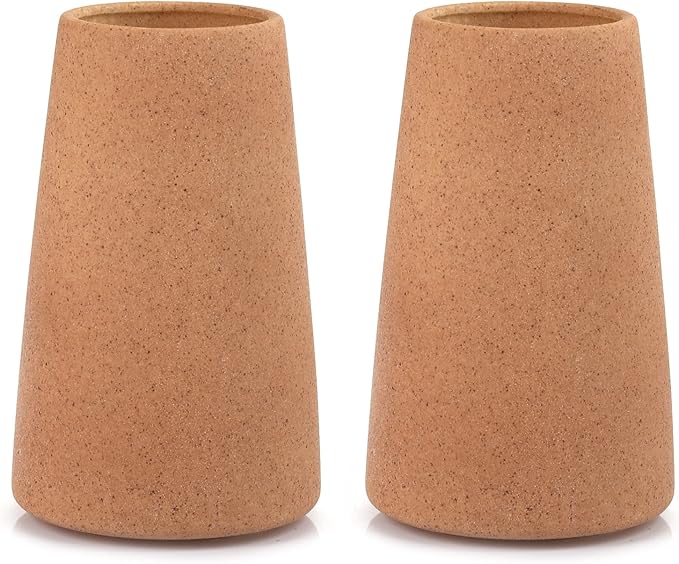 Simple Vase for Flowers Plants, Matte Vases for Modern Table Shelf Home Decor Wedding Boho Decor, 6" H Frosted Elegant Ceramic Vase for Pampas Grass Fluffy Stem Bouquet Lavender Flowers (Brown, 2)