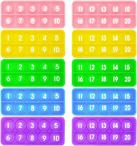 1-20 Ten Frame Popper, Math Fidget Sensory Toys, Ten-Frame Counting Toy for Toddler, Educational Toy for Kids Classroom Group Learning Activities(Pack of 10)