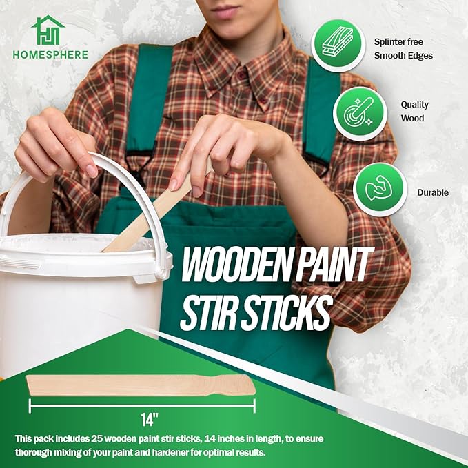 Homax Waste Away Paint Hardener, 12 Packs, 3.5oz - Fast Acting Solidifier for Disposal - Drying Powder for Acrylic & Latex With 25 Pcs. of 14 Inch Wooden Stir Sticks