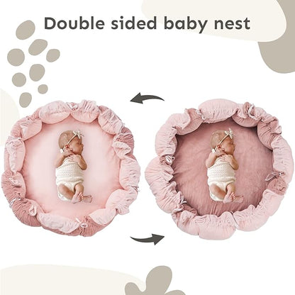 5-in-1 Thick & Plush Baby Play Gym, Baby Play Mats for Floor, Tummy Time Mat with 6 Toys, Cat Bed Dog Bed, Convertible Stage-Based Developmental from Babies to Toddlers, Ball Pit, Pet Cushion Cloudico