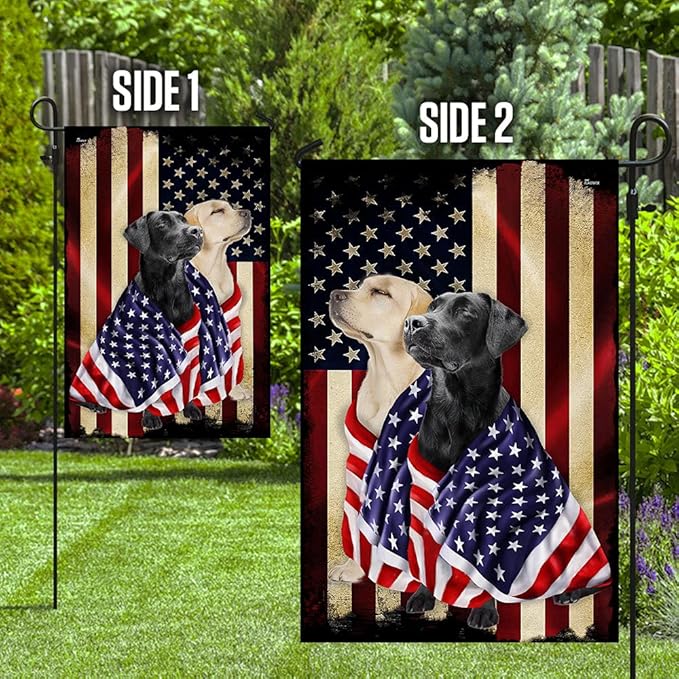 FLAGWIX Black And Yellow Labrador Retriever Flag - Outdoor Labrador Decorations, Garden Flag (11.5" x 17.5"), Heavy-duty Canvas Labrador Flag Double Sided Garden Décor