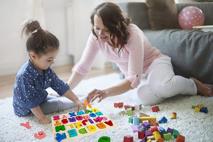 Alphabet Puzzle Wooden Puzzles for Toddlers 3 4 5 Year Old, ABC Puzzle Shape Alphabet Learning Puzzles Toys with Puzzle Board & Letter Blocks, Preschool Educational for Girls Boys