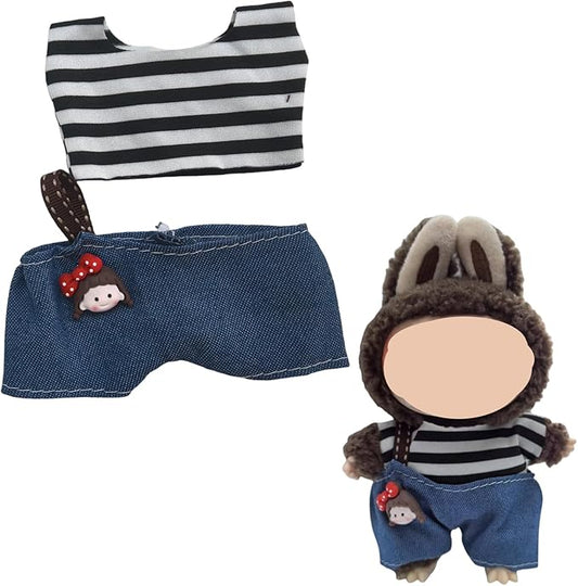 Clothes Set Compatible with 17cm Doll, Hat and Overalls Set for 15cm Doll Accessories Suit, Cute Clothe for Dress up Unique Style(RC15)