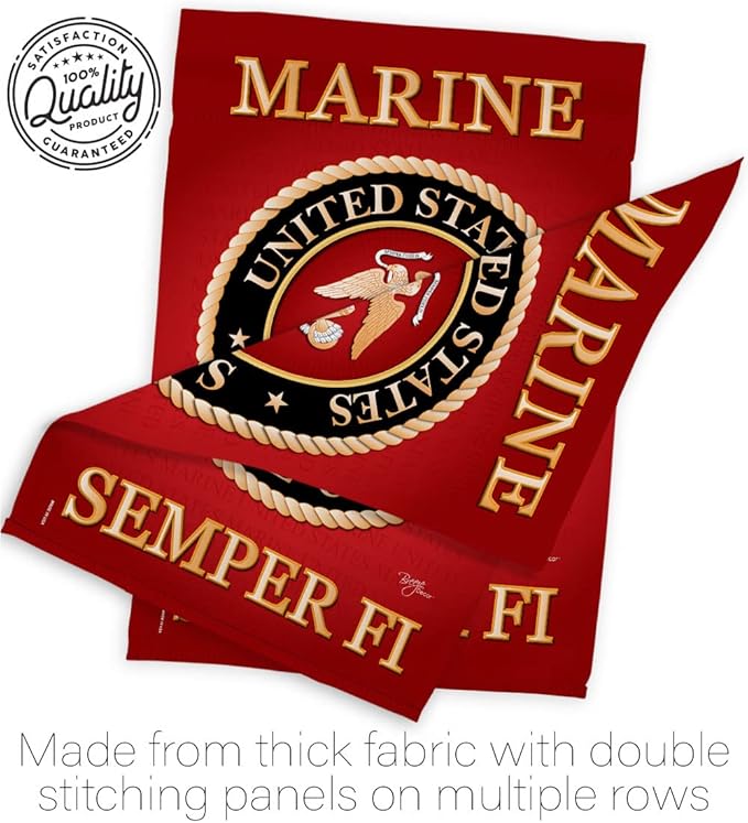 Marine Corps Garden Flag - Set Wall Holder Armed Forces USMC Semper Fi United State American Military Veteran Retire Official - House Banner Small Yard Gift Double-Sided Made In USA 13 X 18.5