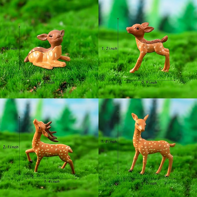 Exasinine 12 Pcs Mothers Love Deer Figurines Forest Animal Figurines Woodland Animals Creatures Figurines Miniature Deer for Crafts Fairy Garden Supplies Cake Toppers