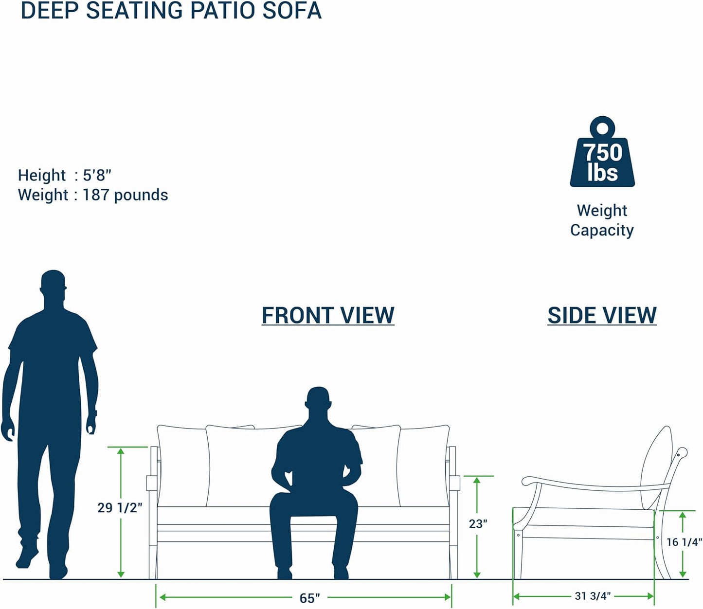 Cambridge Casual Robin Teak Wood Outdoor Sofa Daybed with Oyster Cushion