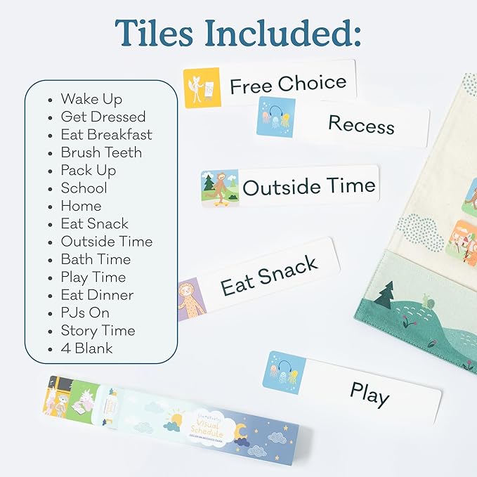 Slumberkins 18 Piece Visual Schedule for Kids | Reversible Visual Tool to Teach Day Time and Night Time Routines at Home & School | for Toddlers, Preschoolers, Children with Autism