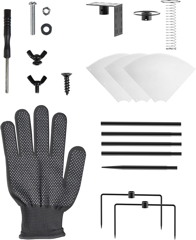 Bird Feeder Pole with Squirrel Baffle - 104 Inch Bird House Pole for Outdoors Heavy Duty, Squirrel Proof Baffle with Stainless Steel Spring for Better Defense, Slip-Fit Connection