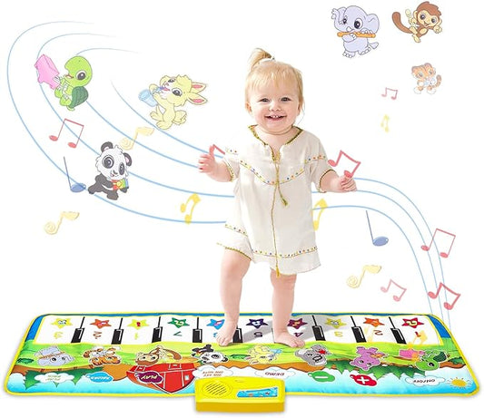 M SANMERSEN Piano Mat, 39.5" X 14" Musical Mat 8 Instrument Sounds Piano Mat for Toddlers Touch Play Dancing Mat Toy for 1 2 3 Year Old Girls Boys Gifts