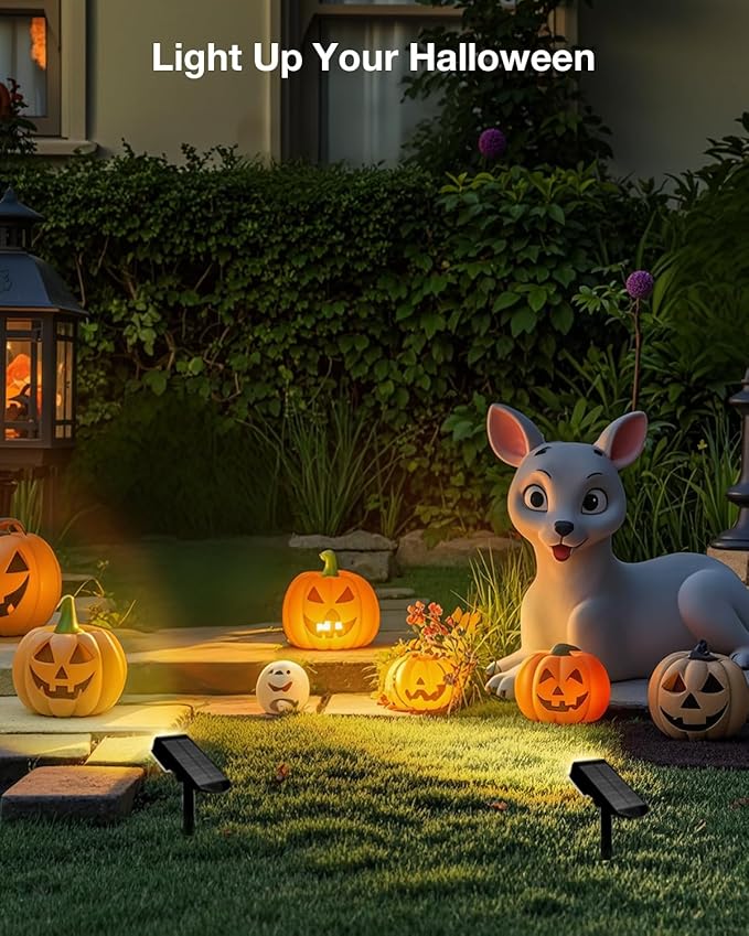 Solar Power Spotlight Outdoor Waterproof Landscape LED Accent Lighting for Yard, Tree, Plants, Walls, Path, Garden, Statues, Adjustable Brightness,Dusk to Dawn Long Lasting 4 Pack Warm White