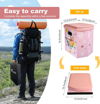 Upgrade XL Portable Toilet for Adults, Extra Large Portable Travel Floding Toilet, Camping Tall Toilets with Lid for Adults and Kids Compact Potty for Car,Hiking,Beach and Camping