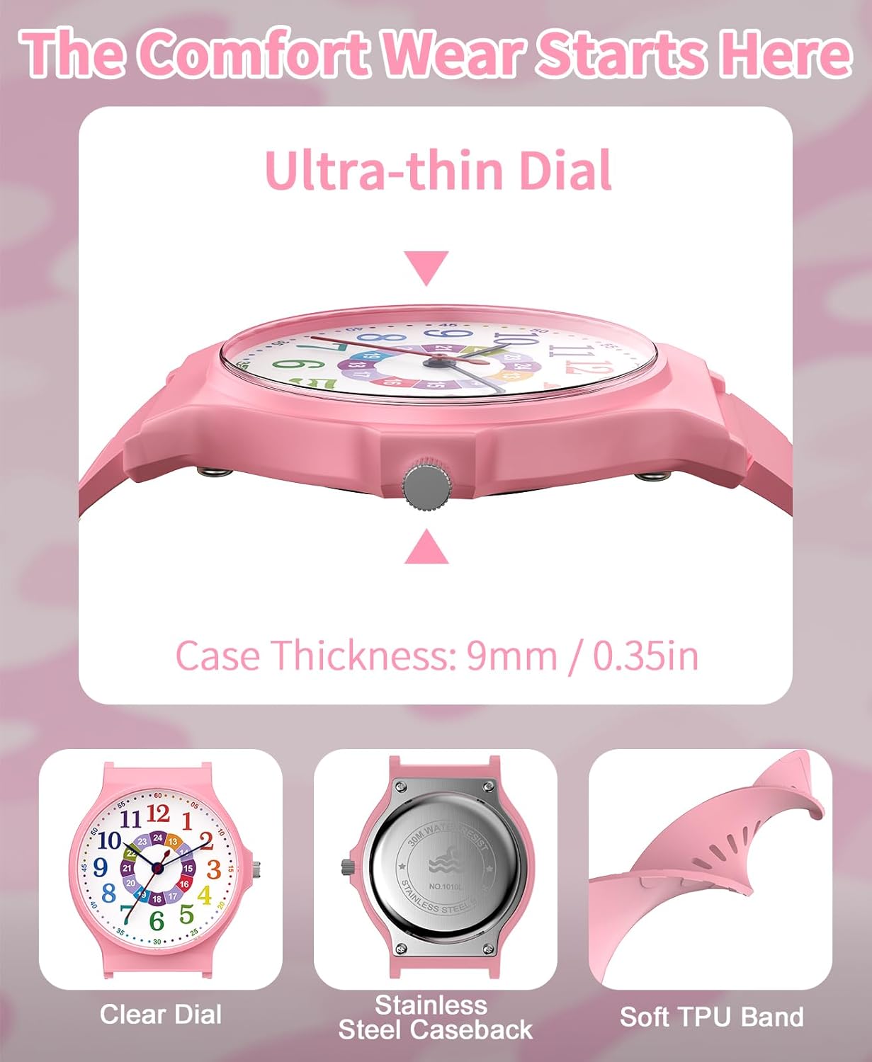 Kids Analog Watch Boys Girls, 30M Waterproof, Sports Watch for Boys, Easy to Read Children's Thin Dial Wrist Watches with Soft Band, for Ages 5-15 Kids Great Birthday Gifts Christmas Day