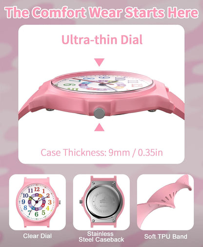 Kids Analog Watch Boys Girls, 30M Waterproof, Sports Watch for Boys, Easy to Read Children's Thin Dial Wrist Watches with Soft Band, for Ages 5-15 Kids Great Birthday Gifts Christmas Day