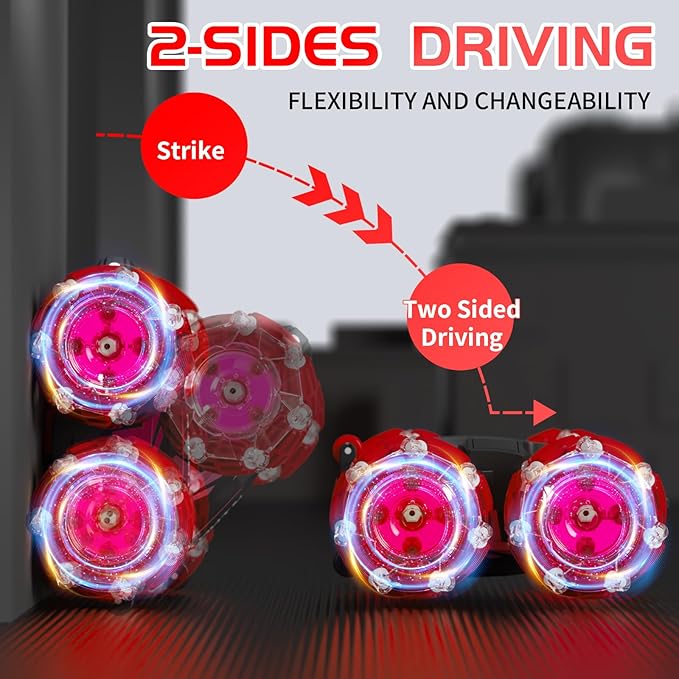 Gesture Sensing RC Stunt Car, 2.4 Ghz 4WD Remote Control Cars, Cool Lighting and Music, Double-Sided Rotating Off-Road Vehicle 360° Flipping Car, Present for Boys and Girls Aged 6-12