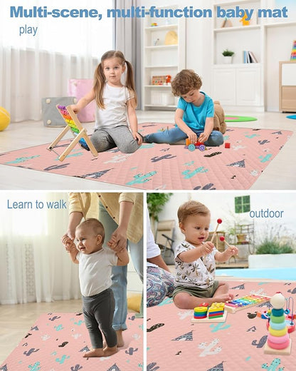 50x50 Play Mat for Playpen Foldable Baby Play Mat Large Tummy Time Mat, Non Slip Washable Baby Play Mats for Floor, Portable Travel Baby Crawling Mats for Toddlers and Infants