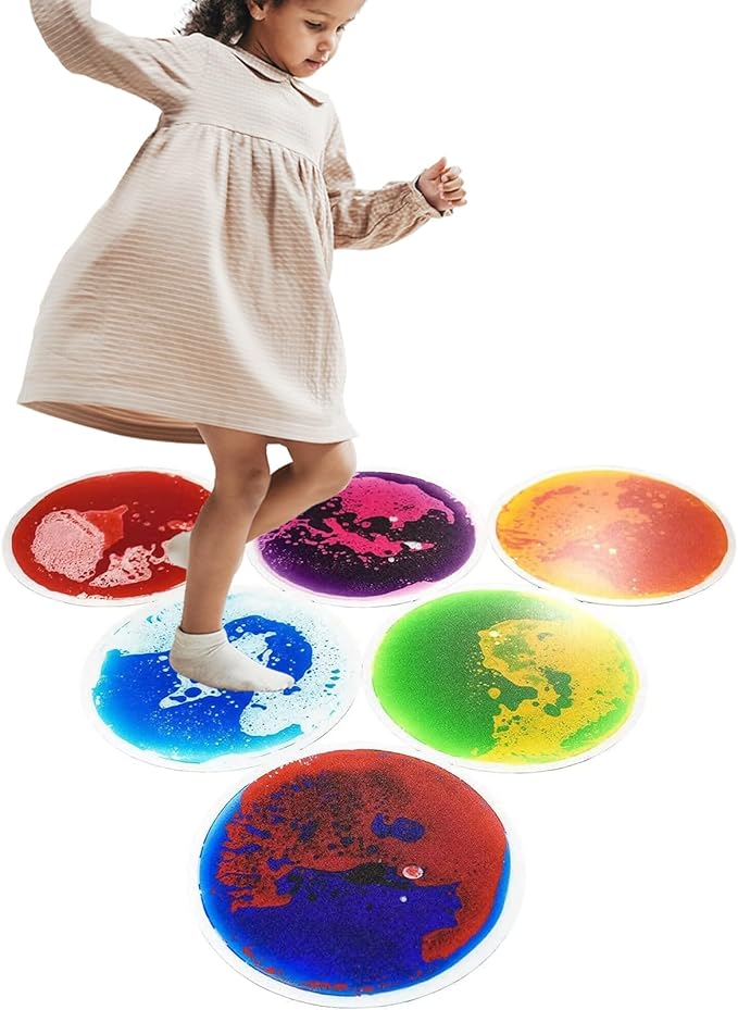 Art3d Liquid Sensory Floor Decorative Tiles,19.7"x19.7" Pie, Colorful, 6 Tiles