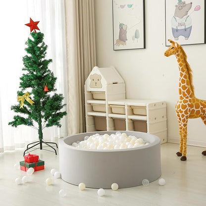 GOGOSO Balls for Ball Pit - Plastic Ball for Toddlers 1-3, Baby Kids Ball Pool Decoration 50 100 200 300 500 1000 (A White+Beige+Clear, 50 Balls)