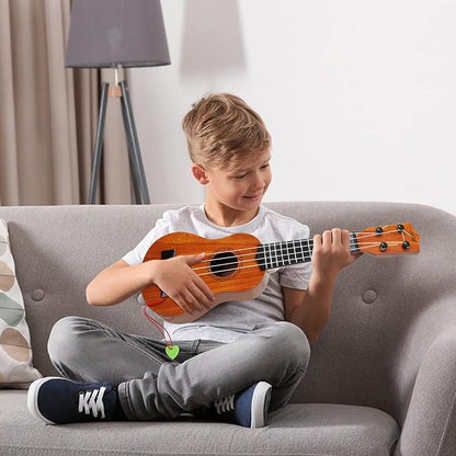 Raimy 17in Kids Ukulele Guitar - 4 Strings Mini Guitar Children Musical Instruments Educational Toys with Picks for Toddler Kids Boys Girls Beginner (Burlywood)