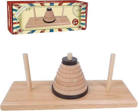 Gothink Wooden Nine-Storey Tower of Hanoi Logic Puzzle Brain Teaser Intellectual Toy for Kids and Adults